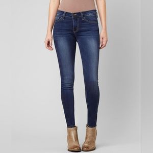 Mid-Rise Blue Modal Stretchy Skinny Ankle Jeans